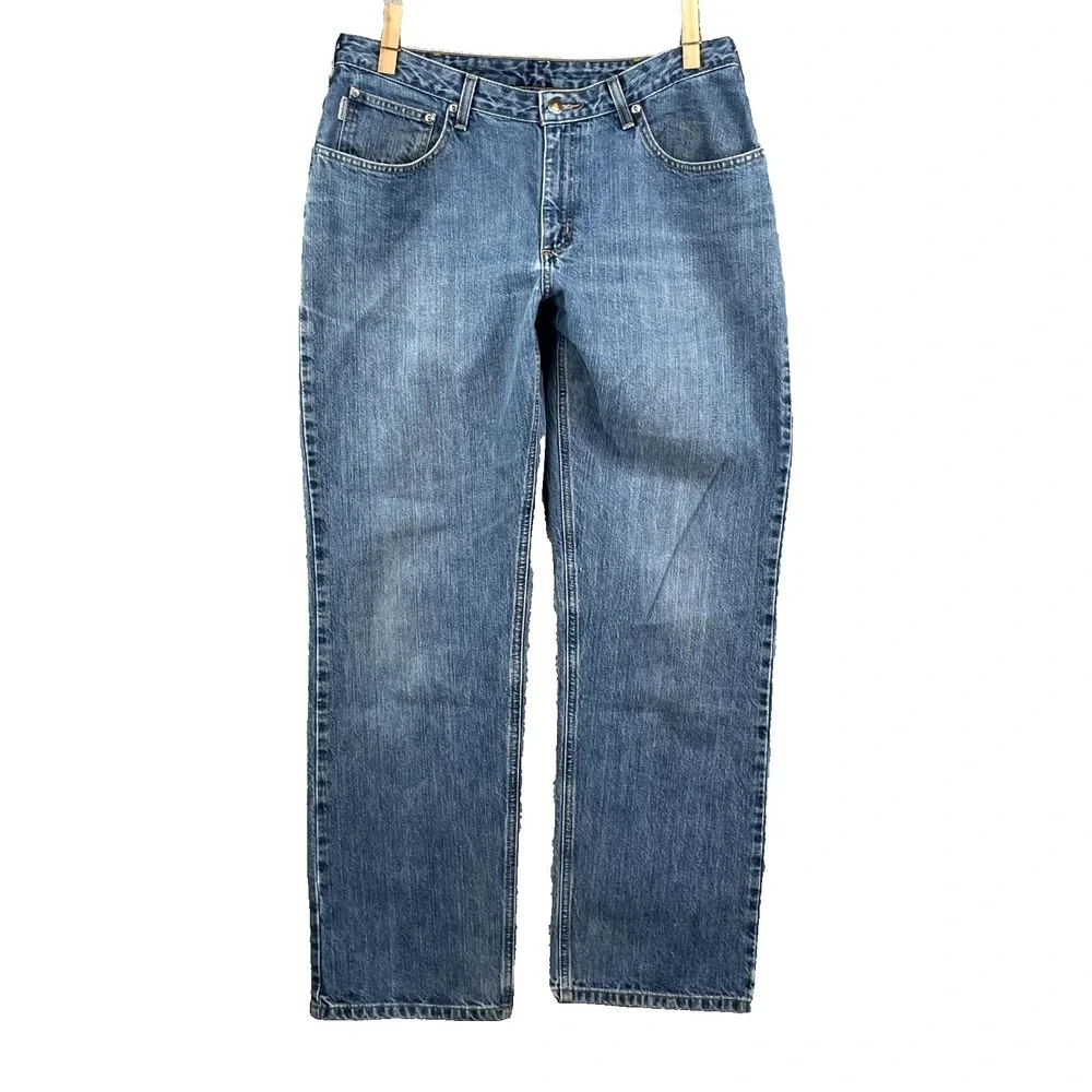 Carhartt Jeans Womens 34x30.5*‎ Blue Whisker Denim Relaxed Fit Rugged Workwear